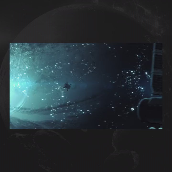 Stellar 3D Animated Stinger Transition. Sci-fi inspired space scene with vibrant blue tones.