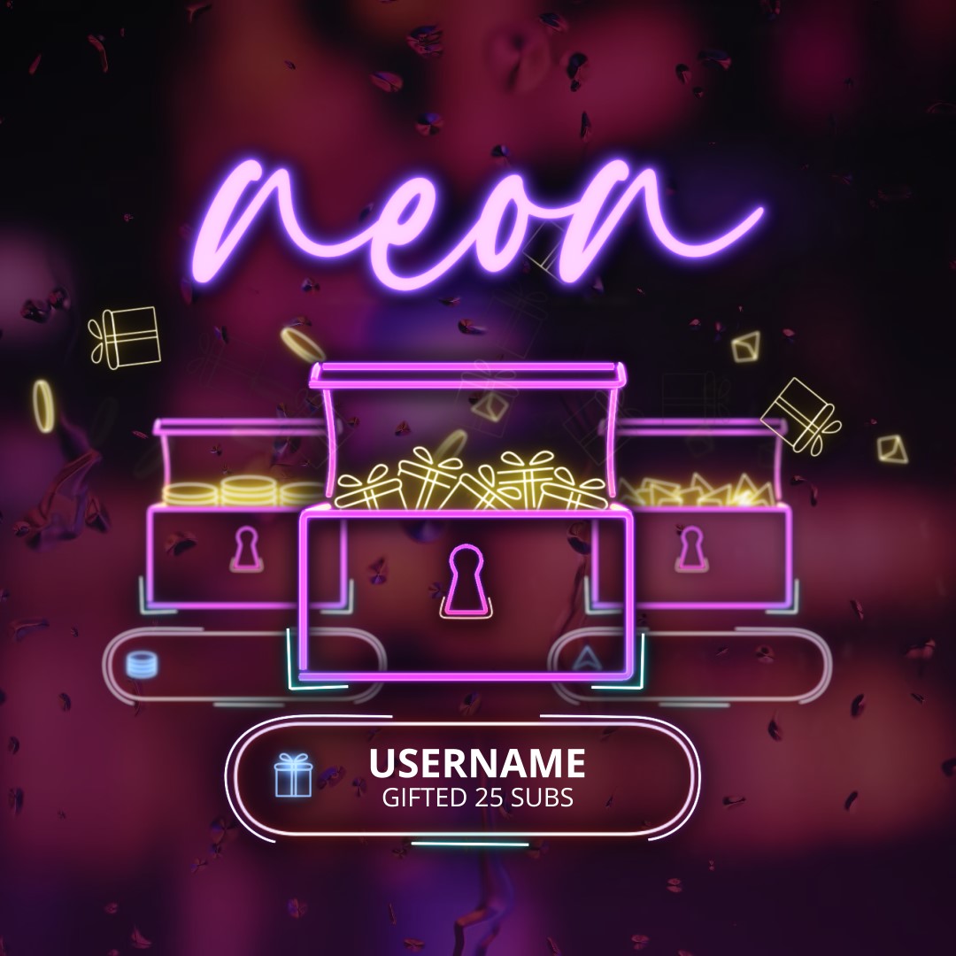 Neon, Lo-Fi Neon 3D Animated Chest Twitch Alerts for Streamlabs