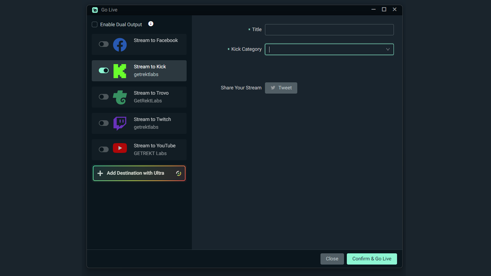 Go Live Via Streamlabs