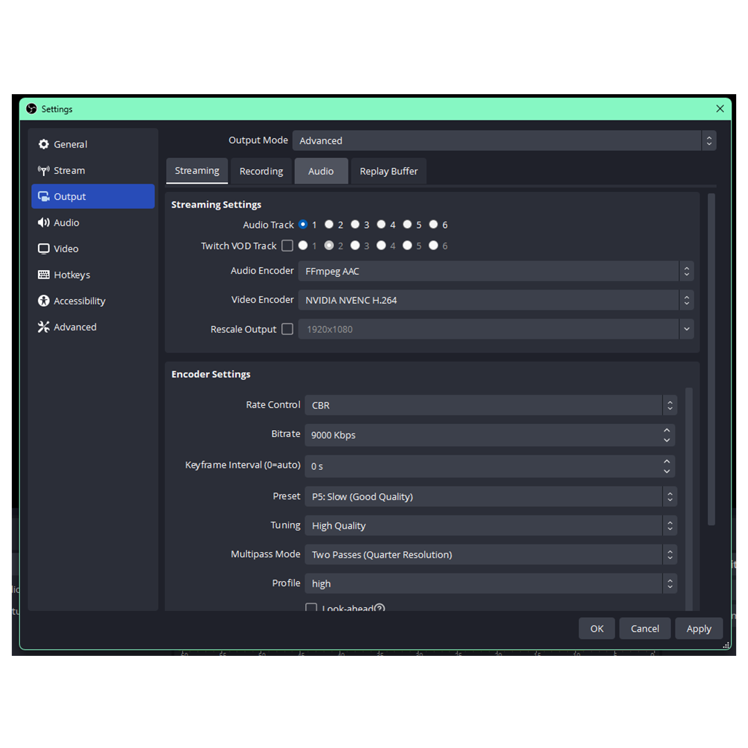 obs settings advanced output