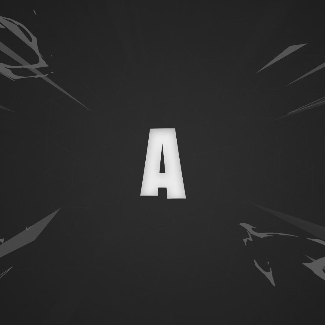 Animated Stinger Transition. Stylized letter "A" on a dark background with dynamic effects.