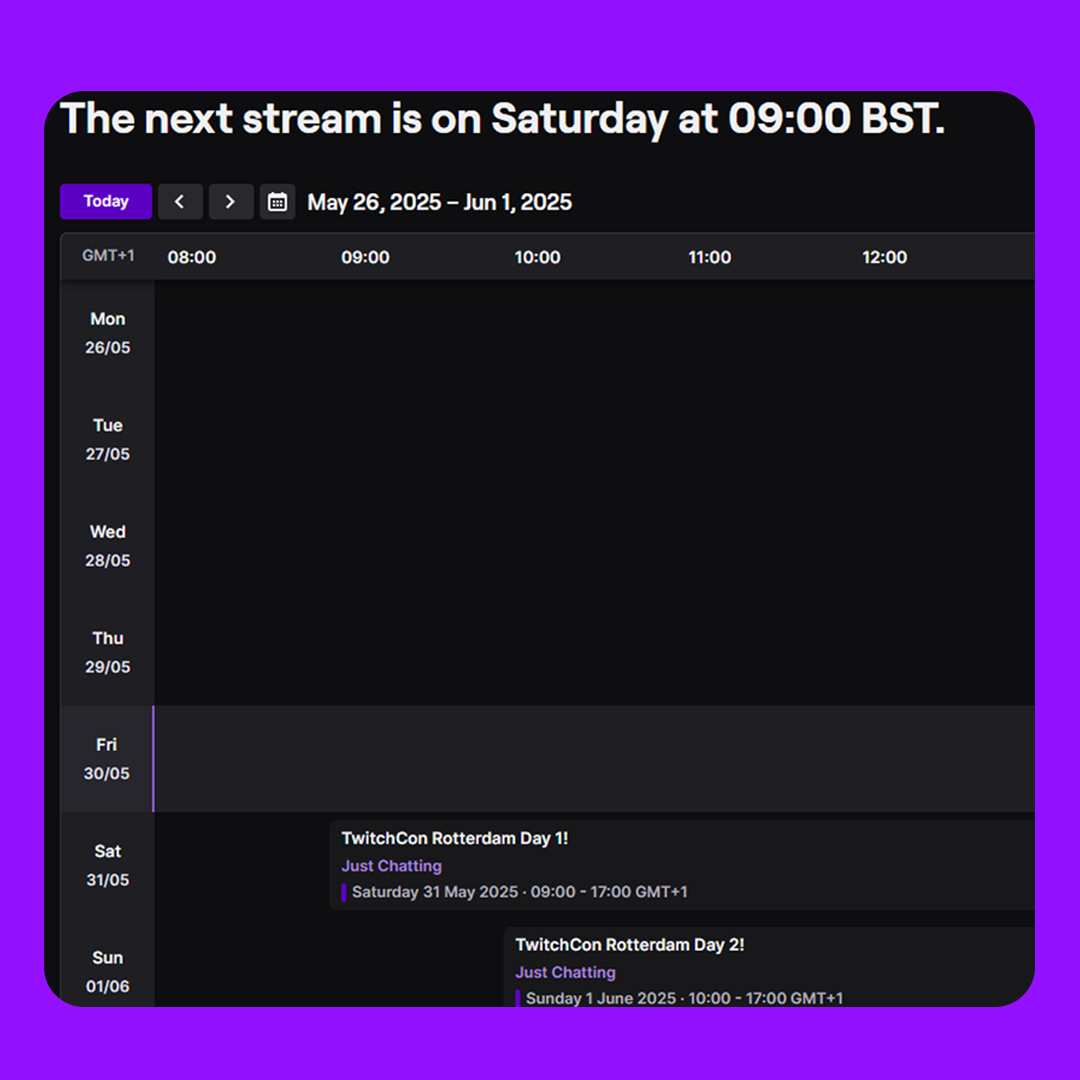 Inconsistent Stream Schedule