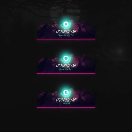 Night Forest Stream Overlays. Fantasy design with dark background. Animated notifications included.