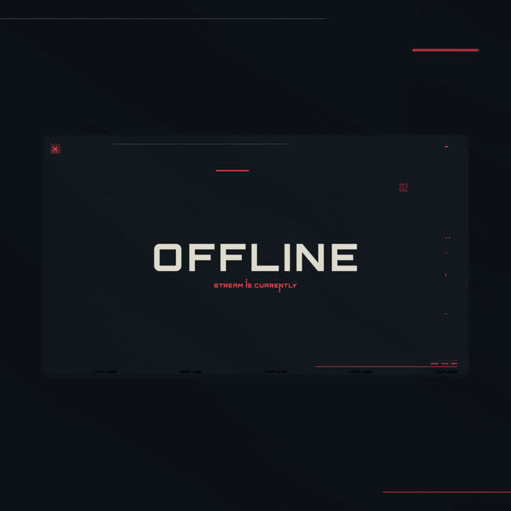 Offline Screen Valorant-inspired static stream overlay. Dark background with bold white text.