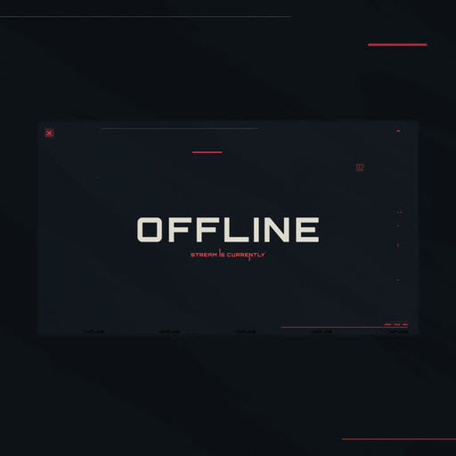 Offline Screen Valorant-inspired static stream overlay. Dark background with bold white text.