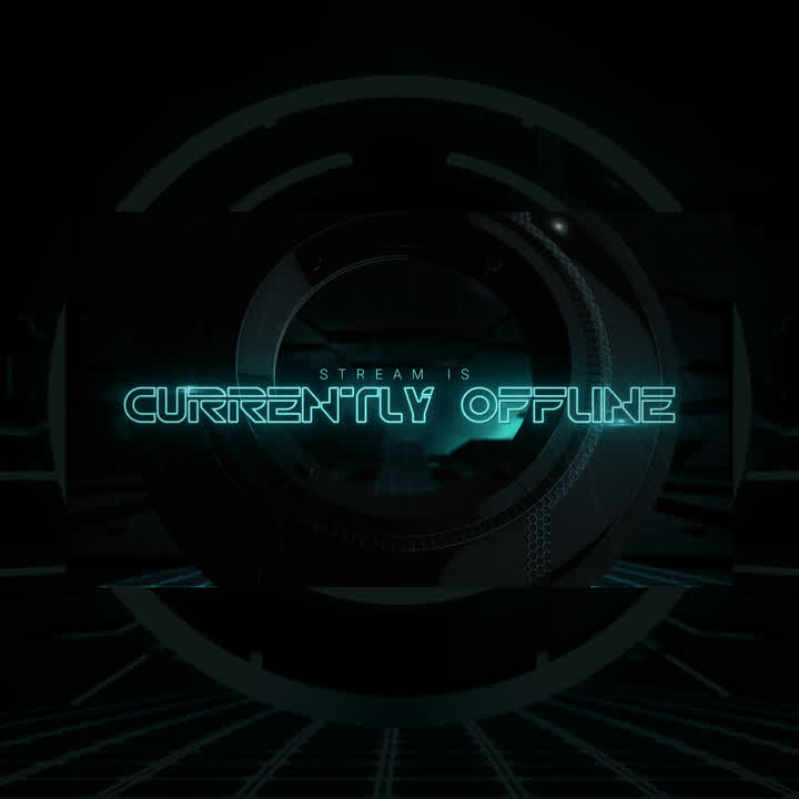 Stream is Currently Offline TRN inspired static overlay. Neon blue text on a dark background.