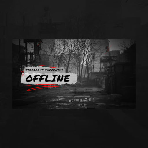 Extraction Static Stream Overlay. Grayscale background with red graffiti-style text stating "OFFLINE".