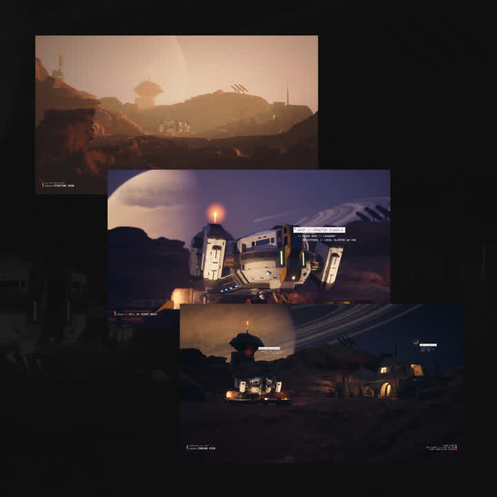 Starship Static Stream Overlays. Sci-fi themed backgrounds with spacecraft and planetary scenery.