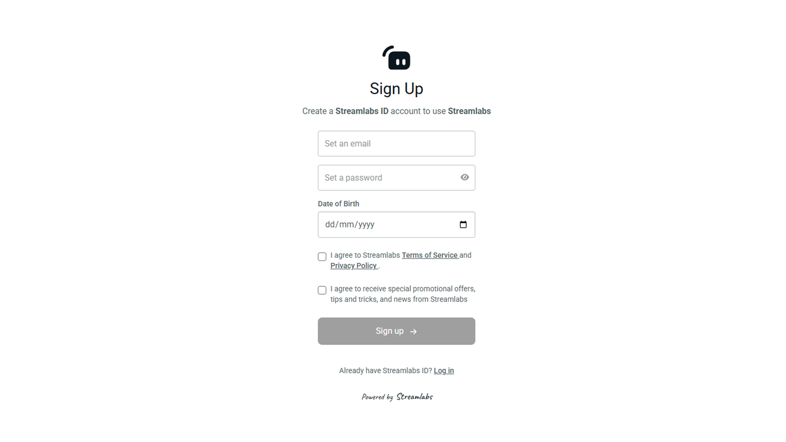 Sign Up To Streamlabs