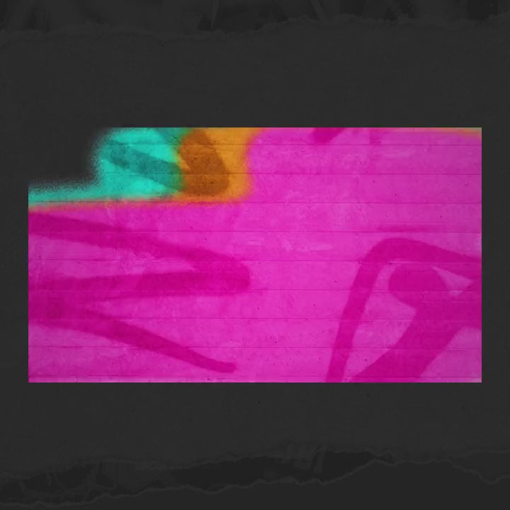 Colorful graffiti-style animated stinger transition for stream overlays. Pink and vibrant hues.