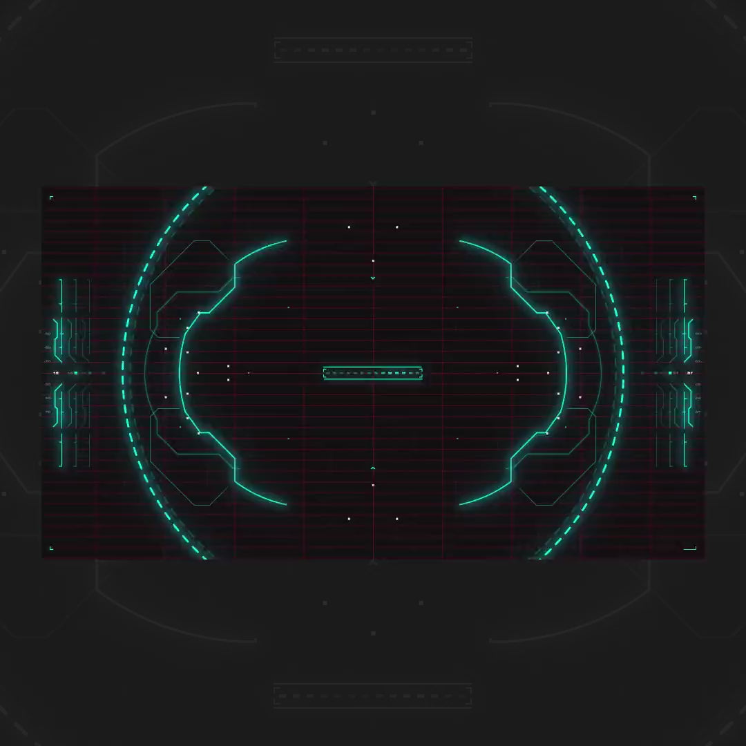 HUD Animated Stinger Transition. Futuristic design with teal neon accents on a dark background.