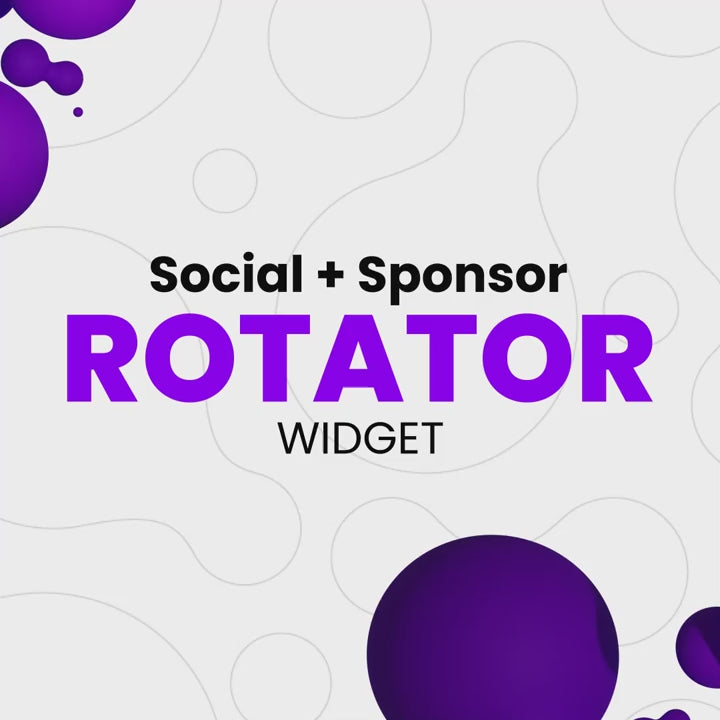 Social & Sponsor Rotator Widget. in purple and black with organic shapes for stream setups.