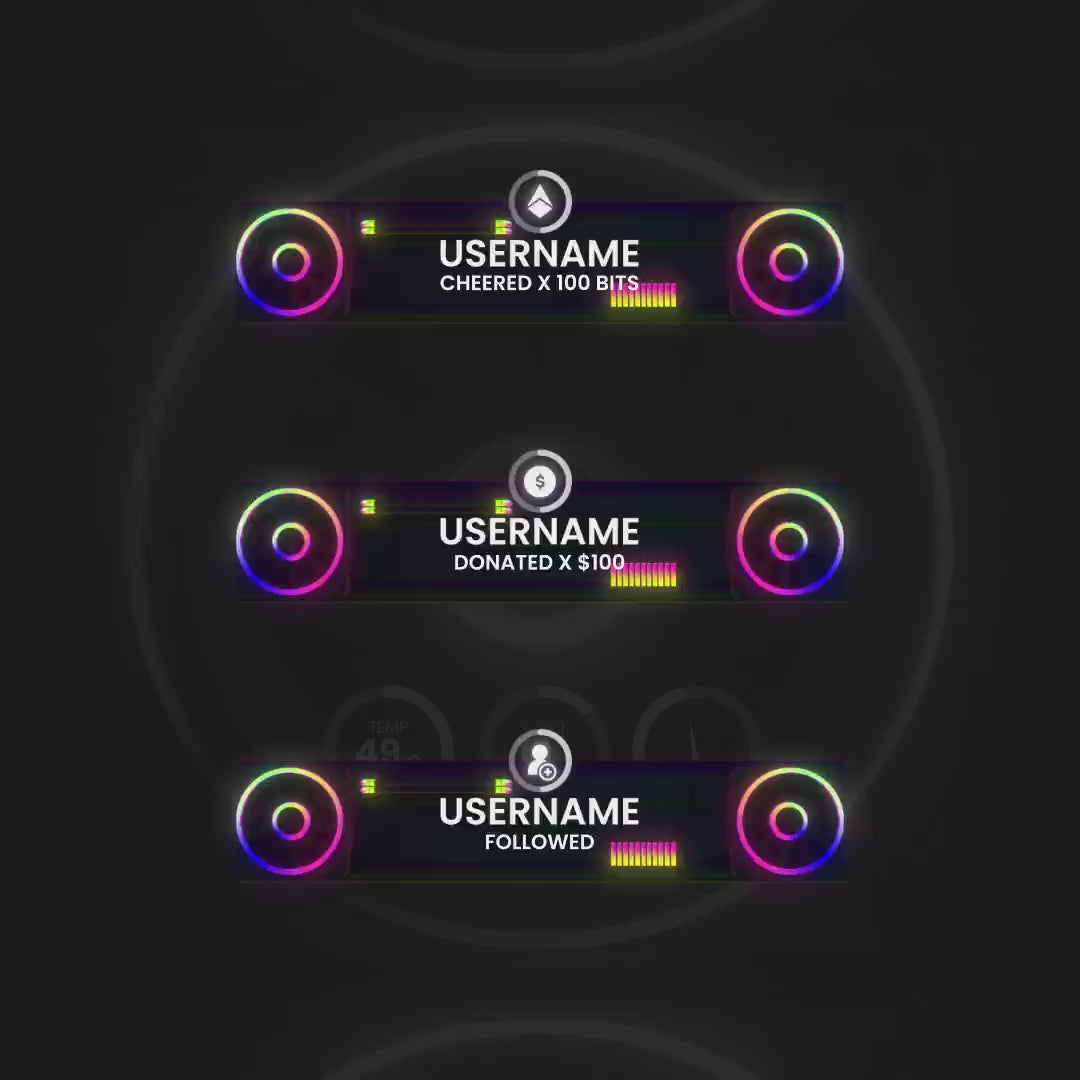 RGB 3D Animated Stream Overlays. Colorful, dynamic alerts for Twitch interactions.