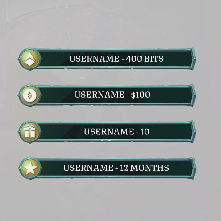 Galleon Animated Stream Overlays. Stylish green and gold design for Twitch alerts and notifications.