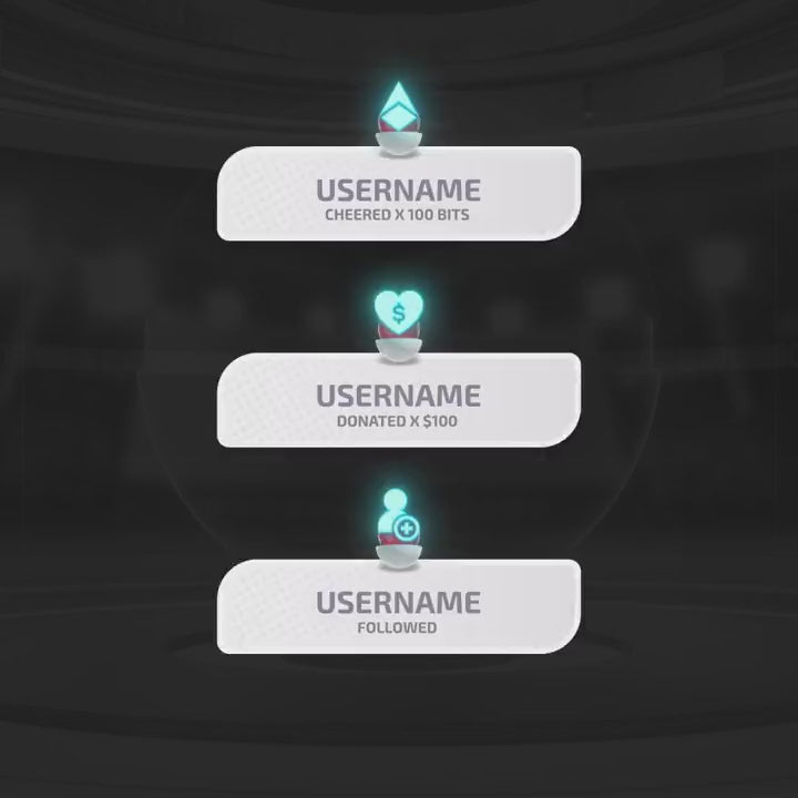 3D Animated Stream Alerts. Pokémon inspired with bit and donation notifications. Light background.