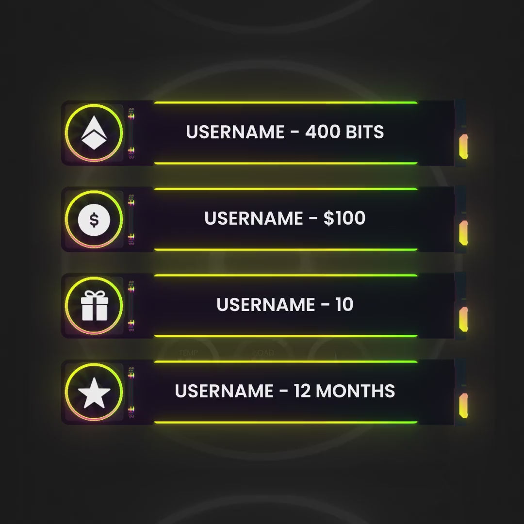 RGB 3D Animated Stream Overlays. Dynamic overlays with vibrant colors for Twitch and streaming platforms.