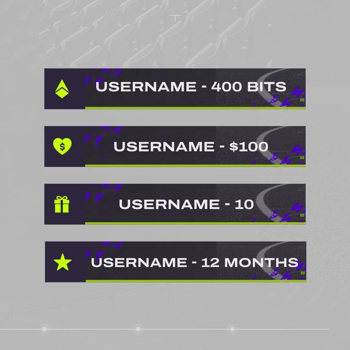 Animated webcam overlays showing bit and donation goals for streamers. Dynamic green accents.