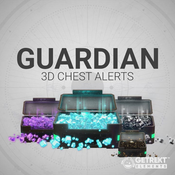 Guardian 3D Chest Alerts. Animated stream alerts with various chests and colorful loot effects.