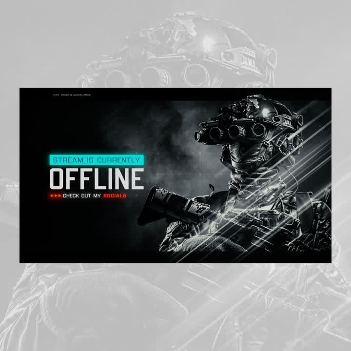 Battlezone Stream Overlays. Static pack with Battlefield theme. Dark background, colorful text.