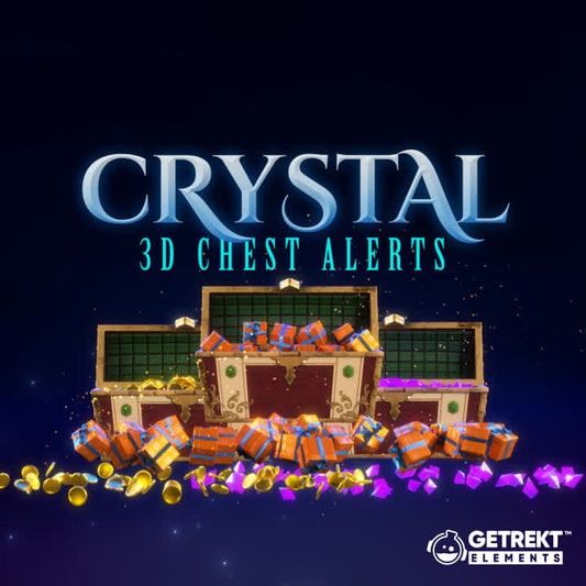 Crystal 3D Animated Chest Stream Alerts. Treasure chests with gold and colorful gift boxes