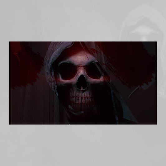 Horror Animated Stinger Transition featuring a skull and dark background for streams.