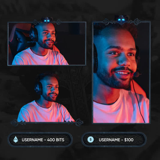 Ragnar Static Webcam Overlays. Three cam boxes with customizable icons. Dark borders and backgrounds.