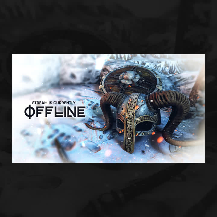 Stream is Currently Offline Viking-themed static overlay with a horned helmet design.