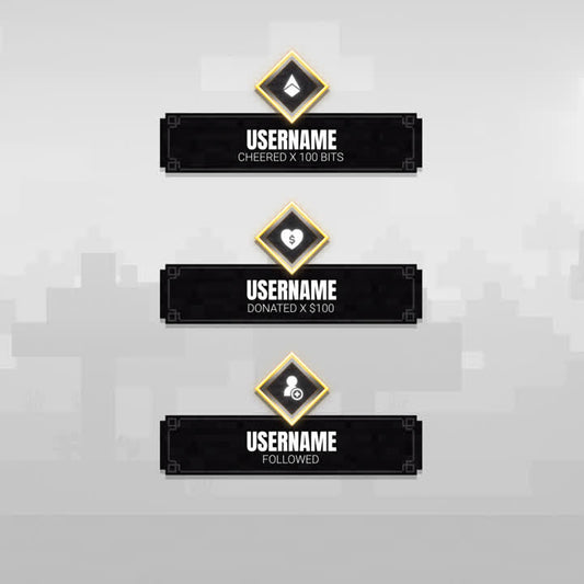 Streamcraft Static Stream Alerts. Minecraft-inspired alerts for cheers, donations, and follows.