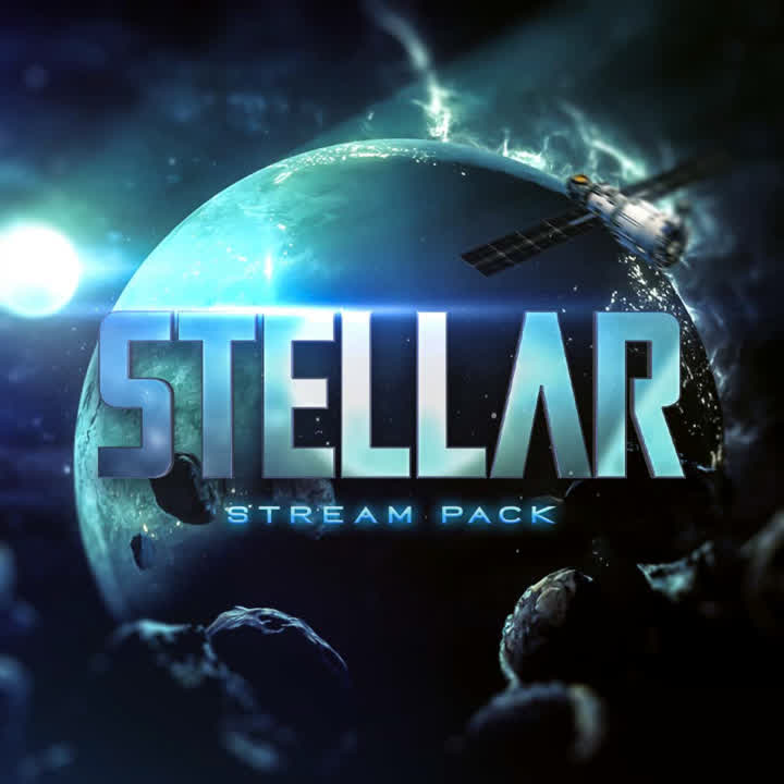 Stellar Stream Pack. Space-themed static overlays with a vibrant planet and satellite background.