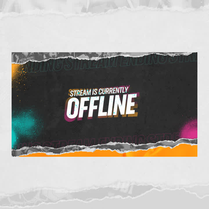 Street Static Stream Overlay. Black background with colorful graffiti accents. "Stream is currently OFFLINE."