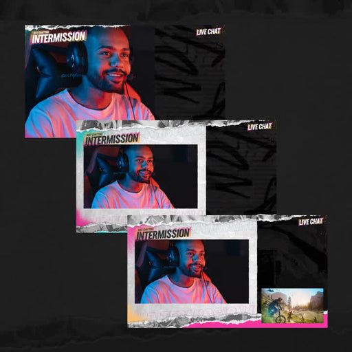 Street Static Stream Overlays. Graffiti style frames with "Intermission" and "Live Chat" text.