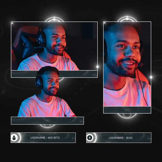 Light Rings Animated Webcam Overlays. Multiple sizes with event boxes and custom icons.