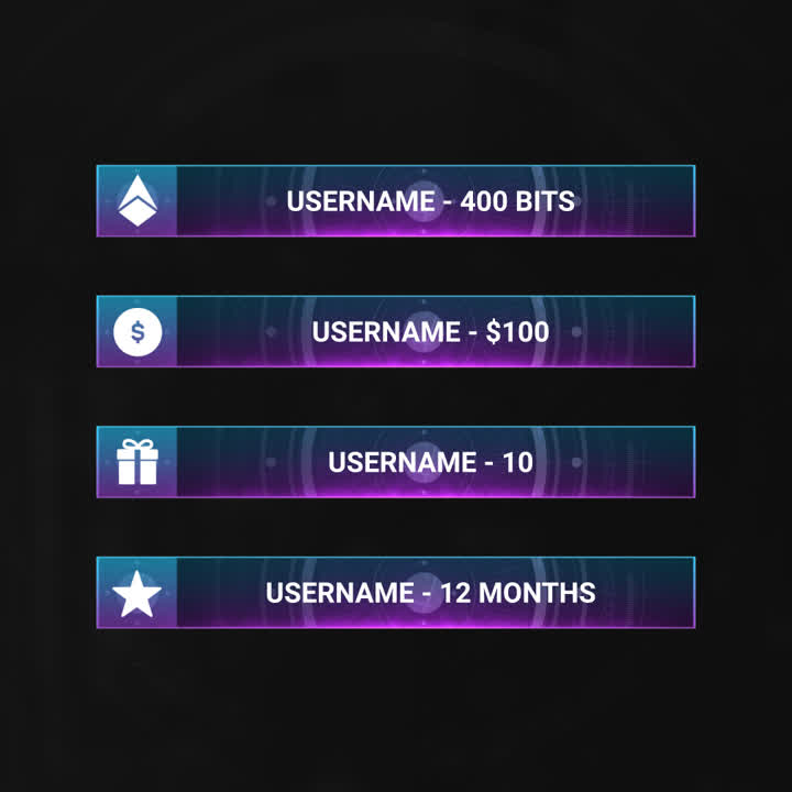 Neomoon Static Stream Overlays. Vibrant purple and blue design with customizable text.