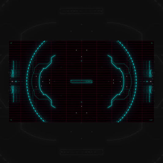 HUD Animated Stinger Transition. Futuristic design with blue accents on a dark background.