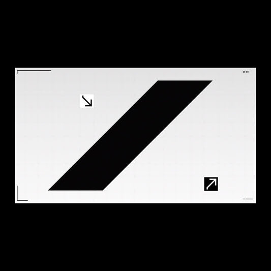 Modern Glitch Animated Stinger Transition. Black diagonal shape on a white background.