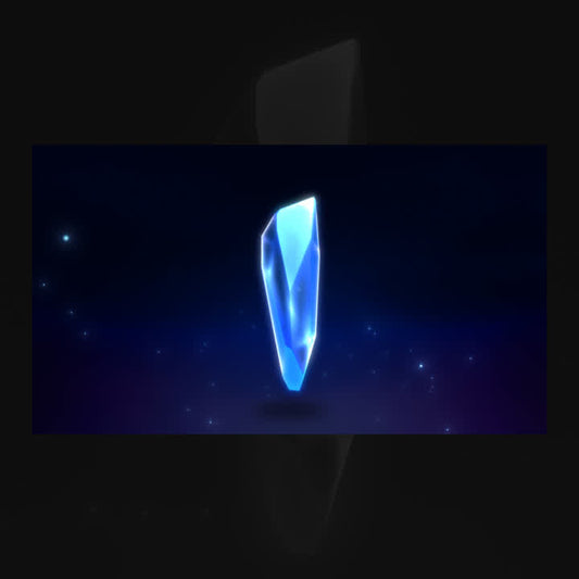 Crystal Animated Stinger Transition. FFXIV inspired. Blue crystal on a dark background with sparkles.