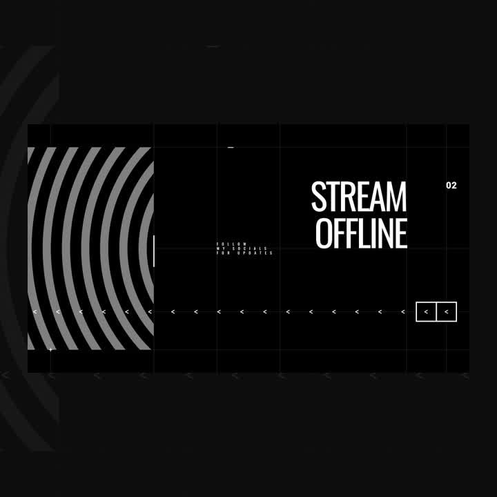 Grid Static Stream Overlays. Black and white striped design with "STREAM OFFLINE" text.