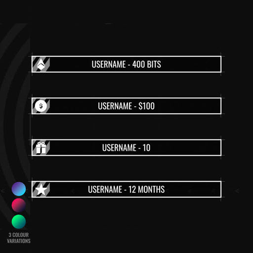 Grid Static Stream Overlays. Black and white with customizable tier labels for Twitch.