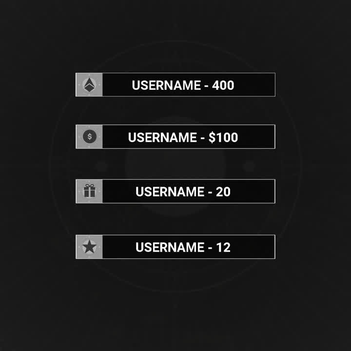 Stream overlay design displaying username and points with icons for currency, gifts, and stars.