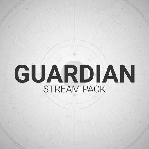 Text "GUARDIAN STREAM PACK" on a circular, light gray graphic background.