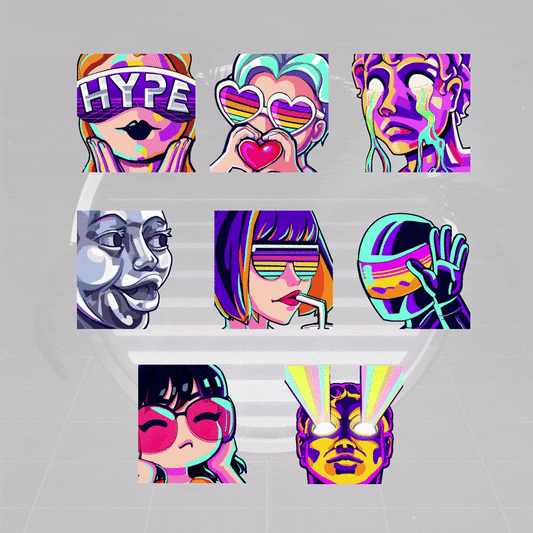 Hyperchrome Animated Emotes. 9 unique vibrant designs for Twitch and YouTube. Fun and colorful.