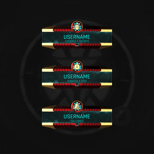 Reactor Static Stream Overlays. Dark background with vibrant red and gold user notification panels.