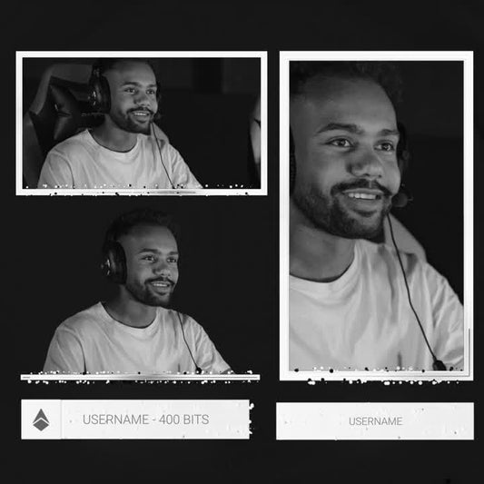 Nano White Webcam Overlays. Customizable cam boxes and event boxes on a black background.