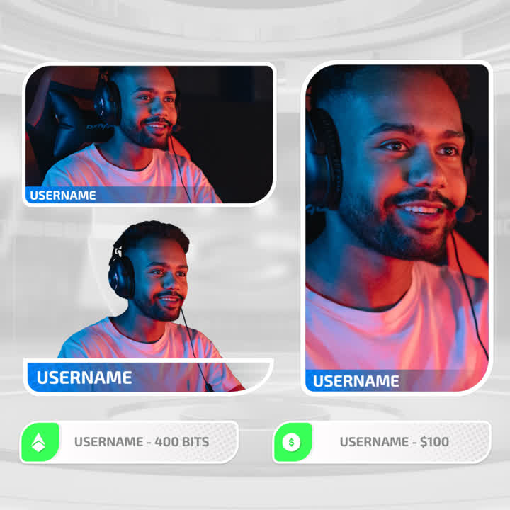 Evolution Webcam Overlays. Customizable cam boxes and event boxes for streamers.