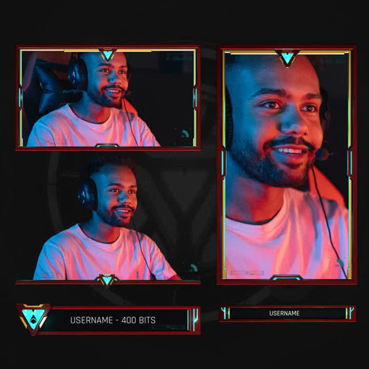 Reactor Static Webcam Overlays. Red and blue cam boxes with customizable icons for streaming.