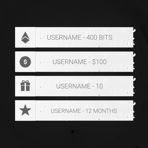 Nano white static stream overlays with donation and subscription bars. Clean white design on black.