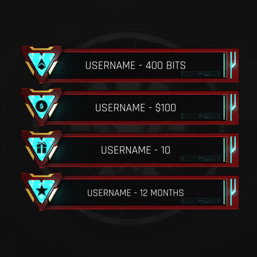 Reactor Static Stream Overlays. Triangular design with red and turquoise accents displaying user stats.