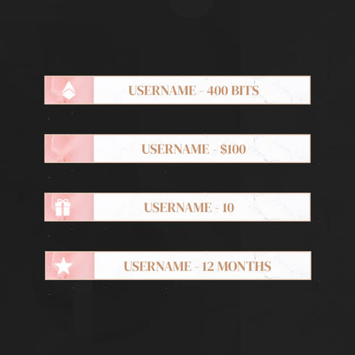 Rose Gold Stream Overlays. Elegant pink and gold design. Includes donation and support panels.