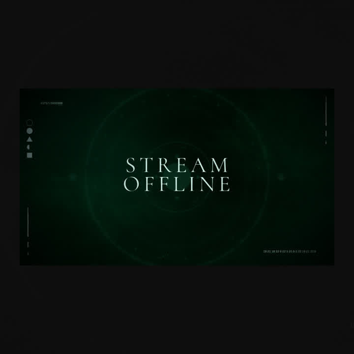 Stream Offline Dark Guardian static overlay. Dark green background with elegant white text.