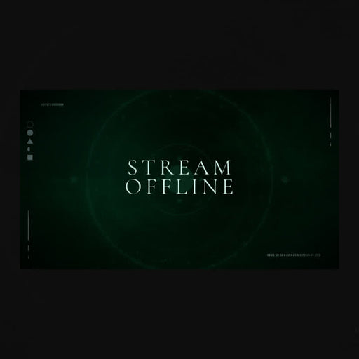 Stream Offline Dark Guardian static overlay. Dark green background with elegant white text.